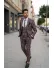 Costum barbati slim fit grena in carouri B7916 10-4